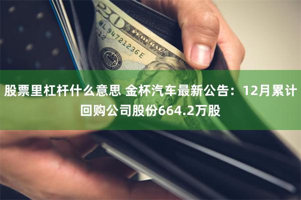 股票里杠杆什么意思 金杯汽车最新公告：12月累计回购公司股份664.2万股